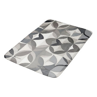 Modern Elegant Grey Floral  Bath Mat
