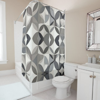 Modern Elegant Grey Floral  Shower Curtain