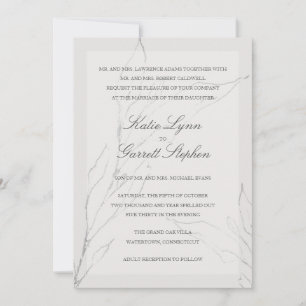 Modern Elegant Grey Floral Wedding Invitation
