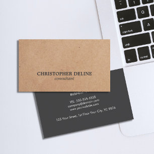 Modern Elegant Grey Kraft Paper Consultant Business Card
