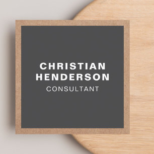 Modern Elegant Grey Kraft Paper Consultant Square Business Card