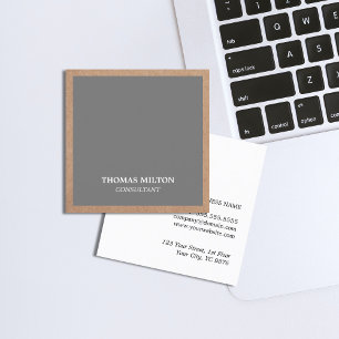 Modern Elegant Grey Kraft Paper Consultant Square Business Card