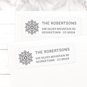 Modern Elegant Grey Snowflake Return Address