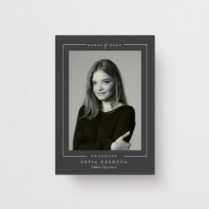 Modern Elegant Grey & White Photo Graduation Invitation