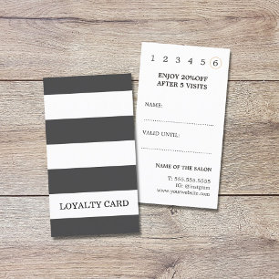 Modern Elegant Grey White Stripes Beauty  Loyalty Card