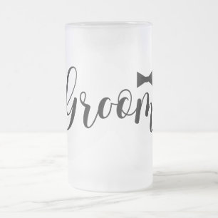 Modern Elegant Groom Frosted Glass Beer Mug