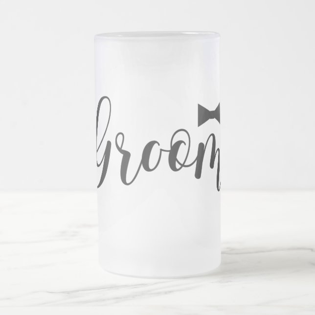 Modern Elegant Groom Frosted Glass Beer Mug (Center)