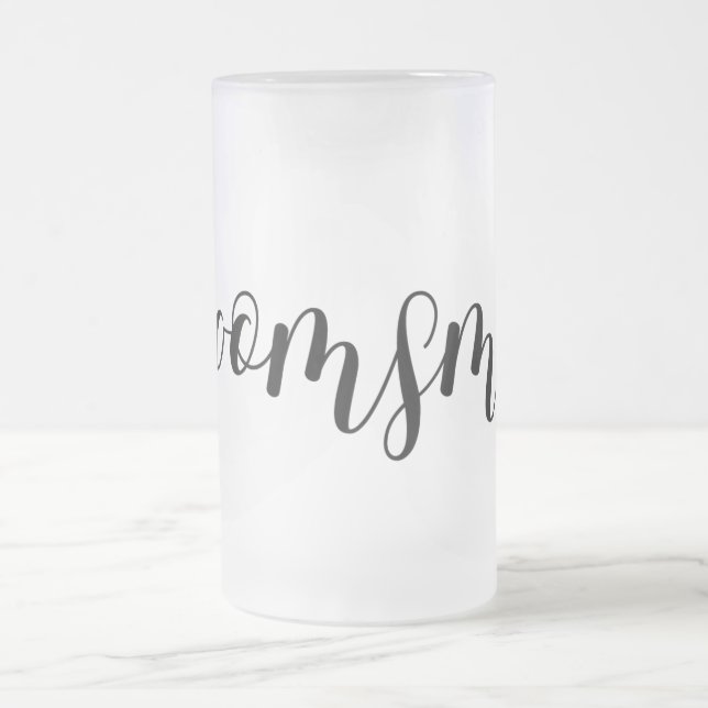 Modern Elegant Groomsman Frosted Glass Beer Mug (Center)