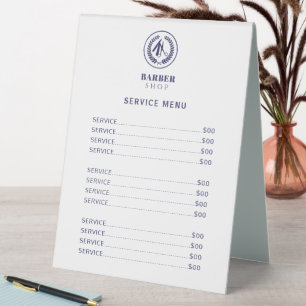 Modern elegant hair salon barber service menu