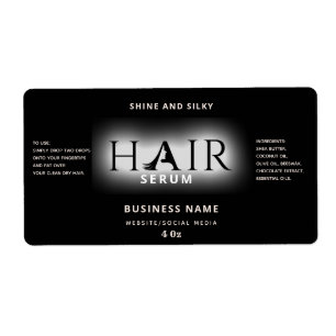Modern elegant  hair serum label