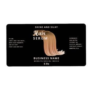 Modern elegant  hair serum label