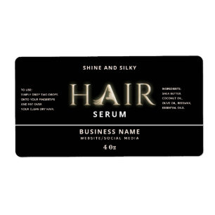 Modern elegant  hair serum label
