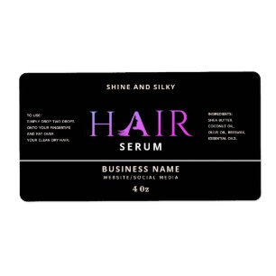 Modern elegant  hair serum label