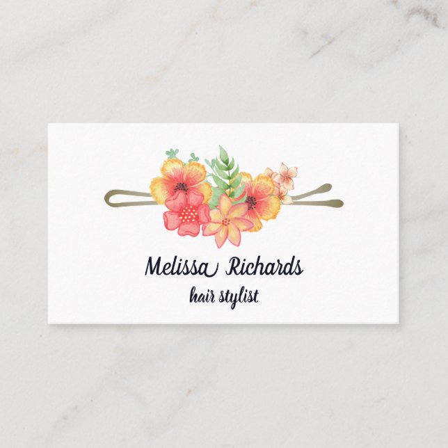 Modern Elegant Hair Stylist Professional Logo Business Card (Front)