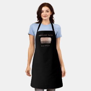 Modern Elegant Hair Stylist Rose Gold Sequin Comb Apron