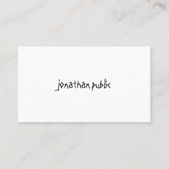 Modern Elegant Hand Script Professional Simple Top Business Card (Front)