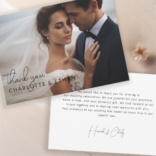 Modern, elegant, handwriting 2 Photos Thank You Card