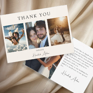 Modern, elegant, handwriting 4 Photos Thank You Ca Card