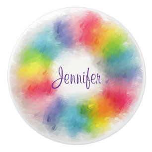 Modern Elegant Handwriting Colourful Template Ceramic Knob