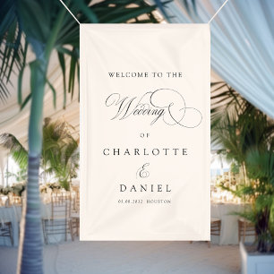 Modern, elegant, handwriting font, beige wedding banner
