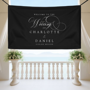 Modern, elegant, handwriting font, black wedding banner