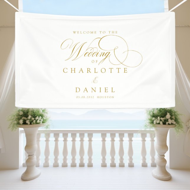 Modern, elegant, handwriting font, white wedding banner (Modern, elegant, classic, handwriting font, white wedding banner.)