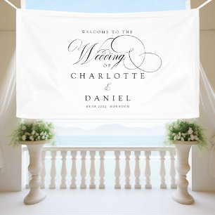 Modern, elegant, handwriting font, white wedding banner