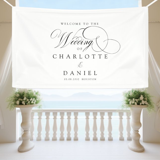Modern, elegant, handwriting font, white wedding banner (Modern, elegant, classic, handwriting font, white wedding banner.)