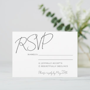 Modern Elegant Handwriting White Wedding RSVP Invitation