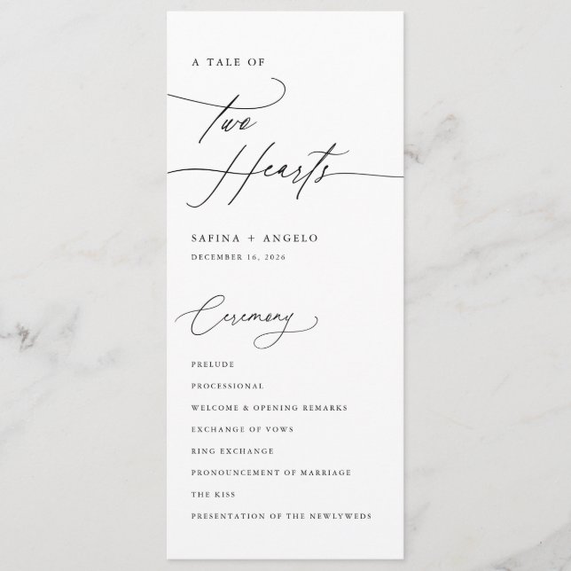 Modern Elegant Handwritten Calligraphy Wedding Programme (Front)