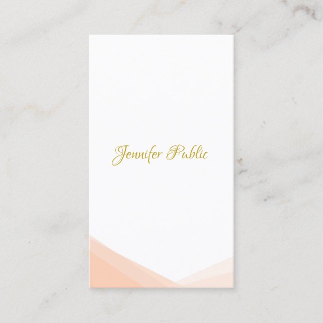 Modern Elegant Handwritten Gold Script Template Business Card (Front)