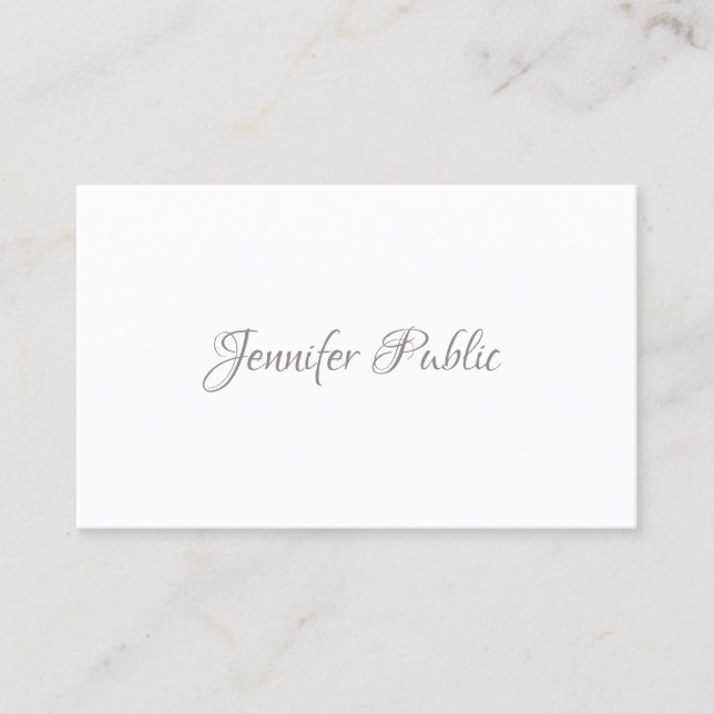 Modern Elegant Handwritten Script Minimalist Plain Business Card (Front)