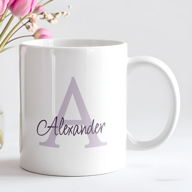 Modern Elegant Handwritten Script Monogram & Name Coffee Mug (Creator Uploaded)
