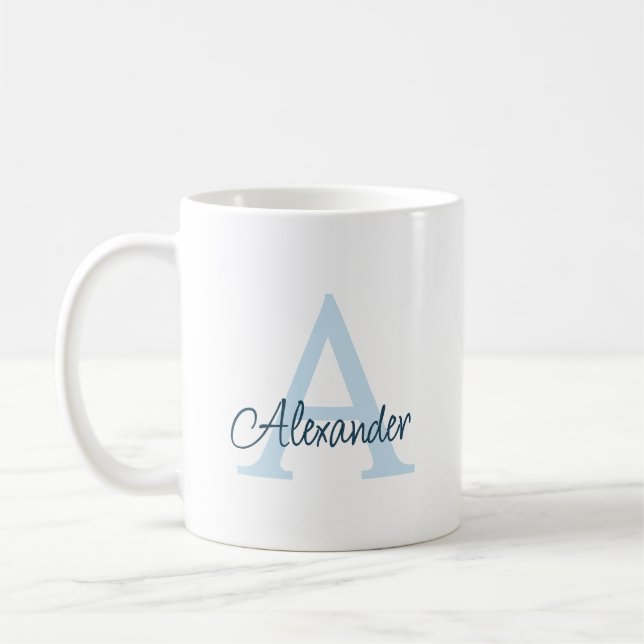 Modern Elegant Handwritten Script Monogram & Name Coffee Mug (Left)