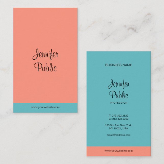 Modern Elegant Handwritten Script Name Trend Colou Business Card (Front/Back)