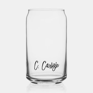 Modern Elegant Handwritten Script Personalized Can Glass