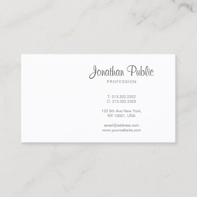 Modern Elegant Handwritten Script Professional Business Card (Front)