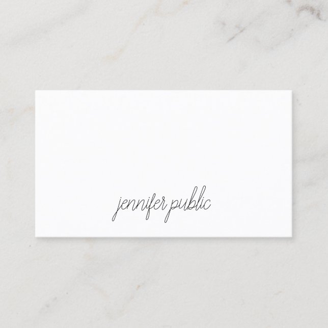 Modern Elegant Handwritten Script Simple Template Business Card (Front)