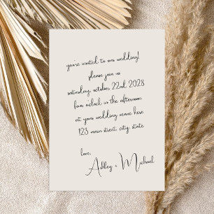 Modern Elegant Handwritten Script Wedding Invitation