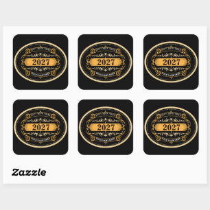 Modern & Elegant Happy New Year 2027 Square Sticker