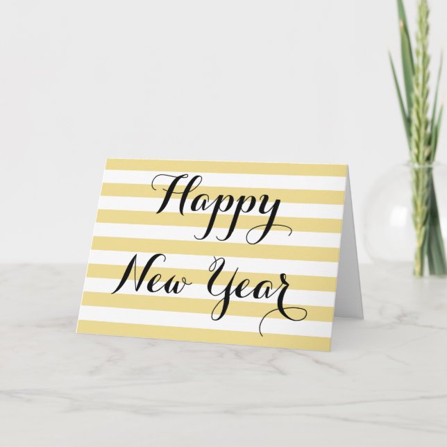 Modern Elegant Happy New Year Trendy Chic Custom Holiday Card (Front)