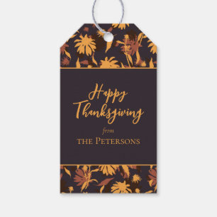 Modern Elegant Happy Thanksgiving Coneflowers Gift Tags