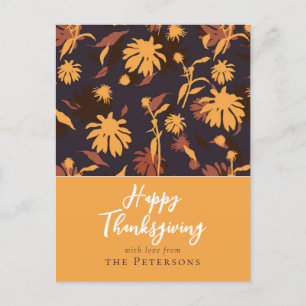 Modern Elegant Happy Thanksgiving Coneflowers Postcard