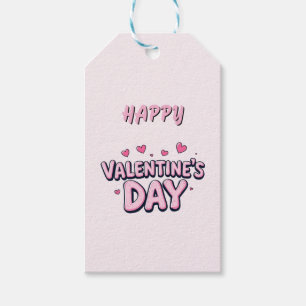 Modern Elegant Happy Valentine's Day Pink Hearts   Gift Tags