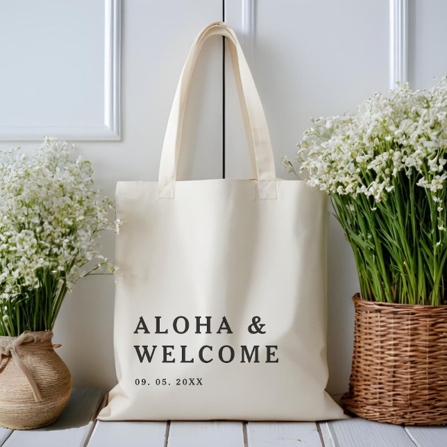Modern Elegant Hawaii Welcome Wedding  Tote Bag (Creator Uploaded)