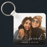 Modern Elegant Heart Script Bestfriends BFF Photo Key Ring<br><div class="desc">Gift your bestfriends something memorable,  unique and beautiful like this photo keepsake keychain with a modern elegant script lettering of "bestfriends" with a cute little heart on the centre. A stylish and chic customised gift for BFFs. (Placement photo by Omar Lopez on Unsplash. Kindly replace it with your own.)</div>