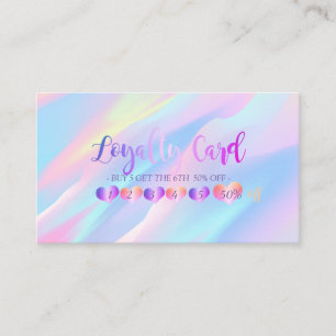 Modern Elegant Hearts Holographic Loyalty Card