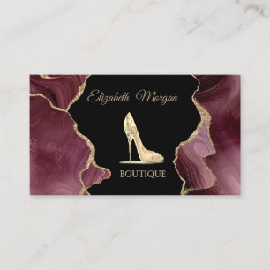 Modern Elegant High Heel Burgundy Agate Business Card
