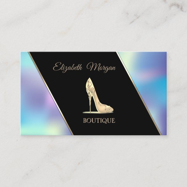 Modern Elegant High Heels Holographic Business Card (Front)