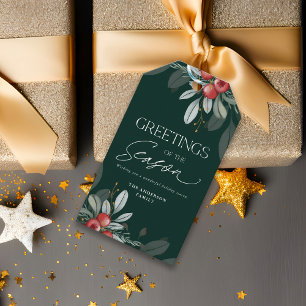 Modern Elegant Holiday Greenery Christmas Gift Tags
